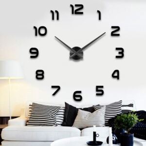 KIK Nástěnné interiérové hodiny, samolepící, černé, KX7845