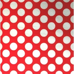 Paris Dekorace UBROUSEK 3vrstvy,33cm,červený +bílý puntík, 20ks