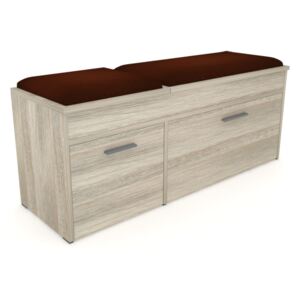 Moderní botník - lavice dub sonoma s hnědým čalouněným sedákem