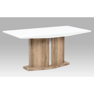 Jídelní stůl AT-2013 CAN 160x90 cm, vysoký lesk bílý/dub canyon grey