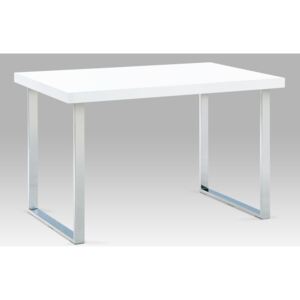 Jídelní stůl A770 WT 120x75 cm, bílý lesk/chrom