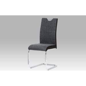 Jídelní židle HC-582 BK2 látka šedá, koženka černá, chrom