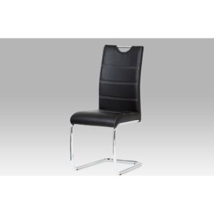 Jídelní židle HC-581 BK koženka černá, chrom