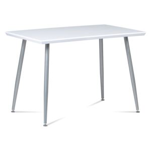 Jídelní stůl GDT-227 WT 110x70 cm, vysoký lesk bílý/šedý lak