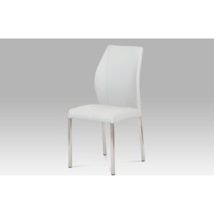 Jídelní židle HC-381 WT1 koženka šedo-bílá, broušený nerez