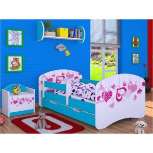 Dětská postel se šuplíkem 180x90cm FALL IN LOVE - modrá