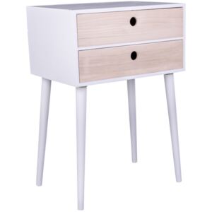 Nordic Living Bílý dřevěný noční stolek Feda II. 45 x 32 cm