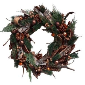 Bronzový vánoční věnec se šiškami - Ø 49*11 cm