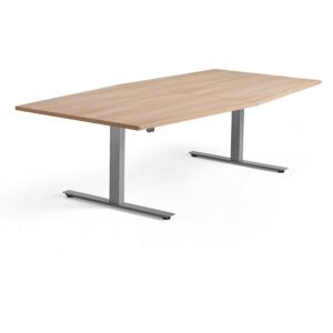 AJ Produkty Jednací stůl Modulus, výškově nastavitelný, 2400x1200 mm, stříbrný rám, dub