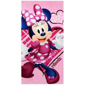 Plážová osuška Minnie Mouse - Disney - motiv "srdce" - 100% bavlna - 70 x 140 cm