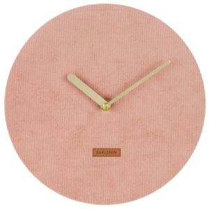Růžové nástěnné hodiny s manšestrem Karlsson Corduroy, ⌀ 25 cm
