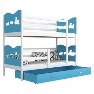 Patrová postel MAXIM včetně úložného prostoru (Bílá), Modrá