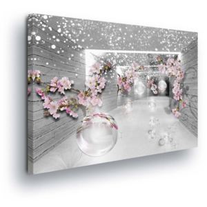 GLIX Obraz na plátně - Růžové Kvítí ve Stříbrném Tunelu 100x75 cm