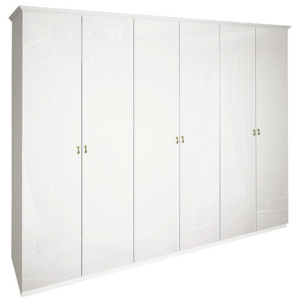 Šestidveřová šatní skříň PAPER bez zrcadla, 279x215x59,5, bílá lesk