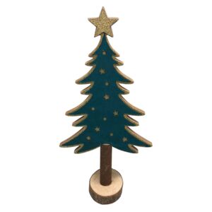 Dřevěný vánoční stromeček, zelený, 33 cm
