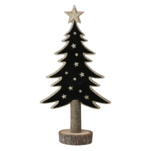Dřevěný vánoční stromeček, černý, 25 cm