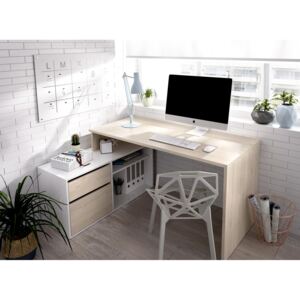 Aldo Designový psací stůl Rox glossy white, oak