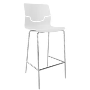 GABER - Barová židle SLOT - nízká, bílá/chrom