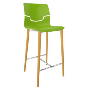 GABER - Barová židle SLOT BL - nízká, zelená/buk