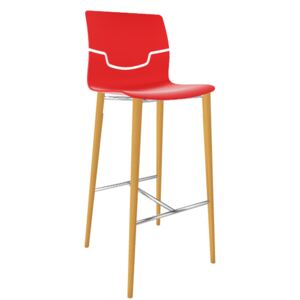 GABER - Barová židle SLOT BL - vysoká, červená/buk