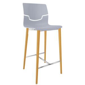 GABER - Barová židle SLOT BL - nízká, šedá/buk