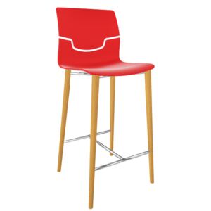 GABER - Barová židle SLOT BL - nízká, červená/buk