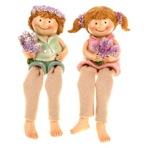 Levandulová dívka nebo chlapec sedící, nohy z textilu, polyresin, cena ...