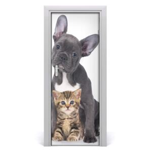 Samolepící fototapeta na dveře Pes a kočka