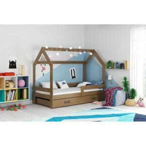 BMS Group Dětská postel domeček s úložným prostorem 160x80 čokoláda