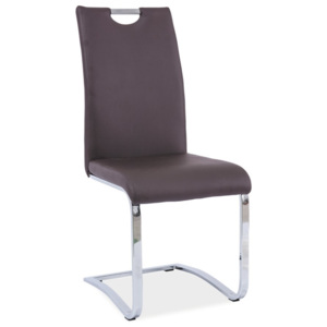 Čalouněná jídelní židle s prodlouženým opěradlem v hnědé barvě KN517