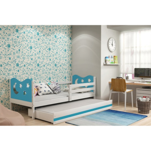 Dětská postel KAMIL 2 + matrace + rošt ZDARMA, 80x190, bílý, blankytná