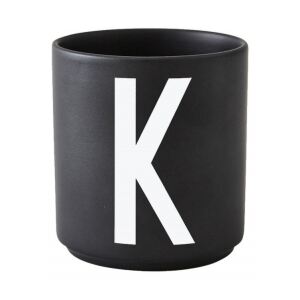 Černý porcelánový hrnek Letter K