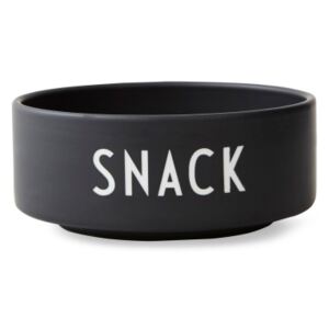 Černá porcelánová miska Snack Design Letters