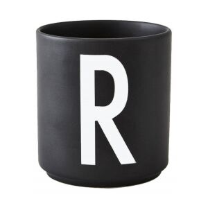 Černý porcelánový hrnek Letter R