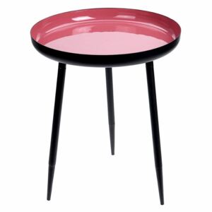 DekorStyle Kulatý černý stůl Oga 45 cm černo-růžový
