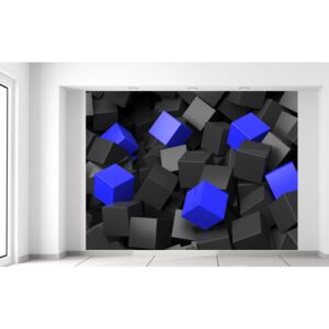 Gario Fototapeta Černo - modré kostky 3D Materiál: Latexová (lepidlo zdarma), Velikost: 200 x 150 cm