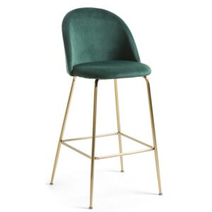 Tmavě zelená sametová barová židle LaForma Mystere