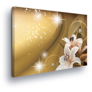 Obraz na plátně - Abstraktní Zlato-bílé Květy II 100x75 cm