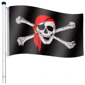 Vlajkový stožár vč. pirátské vlajky - 6,50 m