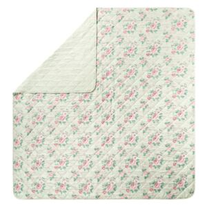 MERADISO® Oboustranný přehoz na postel, 250 x 260 (zelená / světle růžová květiny)