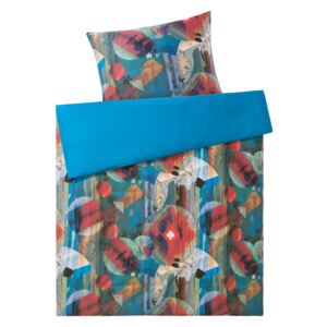 MERADISO® Saténové ložní prádlo 3D, 140 x 200 cm (modrá/zelená/červená)