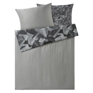 MERADISO® Saténové ložní prádlo 3D, 200 x 220 cm (šedá/bílá)