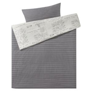 MERADISO® Ložní prádlo Renforcé, 140 x 200 cm (krémová / šedá popisek)