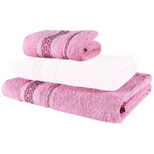 Sada 2 kusů bavlněné osušky a ručníku Rosa růžová EMI