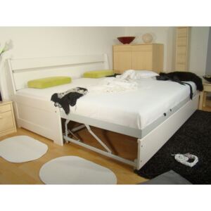 Bílá rozkládací postel z masivu DUO SOFI N+N bílá pro každodenní spaní