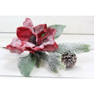 Umělý vánoční květ na větvičce - červený (v. 37 cm)