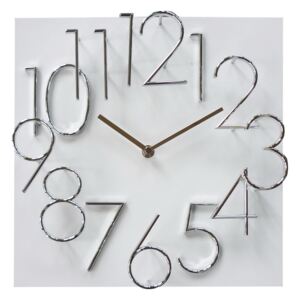 Hranaté desginové hodiny JVD HB24.5 s kovovými číslicemi (vystouplá čísla) (MDF materiál - bílé)
