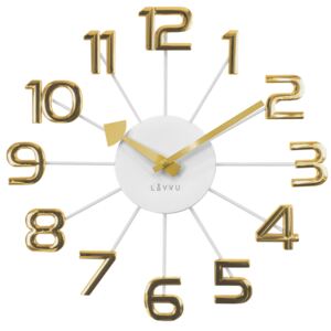 Designové paprskovité zlato-bílé moderní hodiny LAVVU DESIGN Numerals LCT1045 (lesklé kovové hodiny)