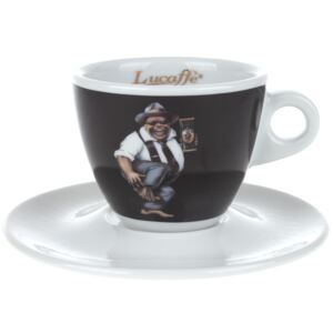 Lucaffé Classic černý porcelánový šálek s podšálkem 150 ml