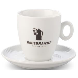 Hausbrandt bílý porcelánový šálek s podšálkem nové logo 180 ml